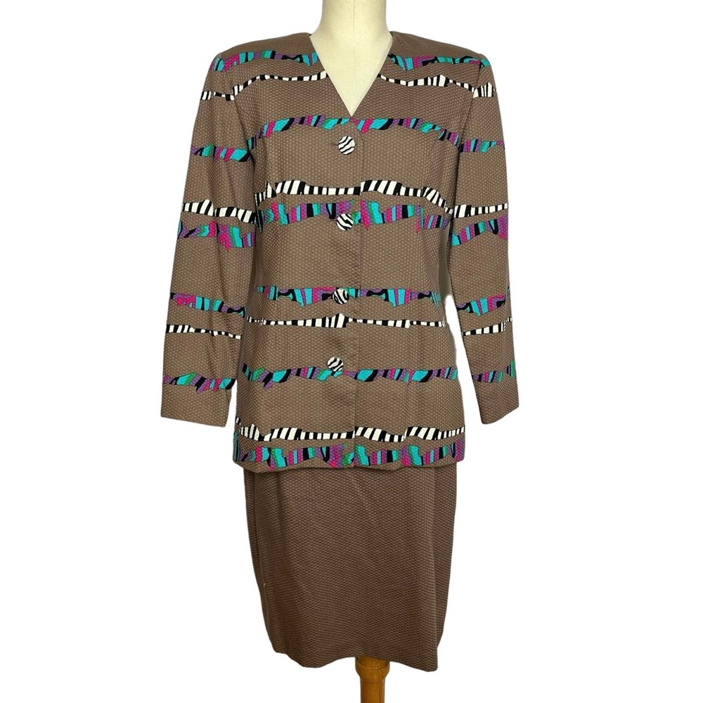 1980s Brown Zebra Print Set | Size 10 | Vintage